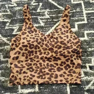 Oalka Cheetah Leopard‎ Print Crop Yoga Tank XS A15